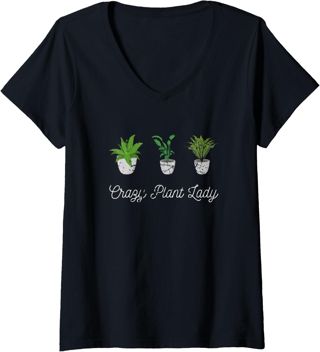 Femme Crazy Plant Lady Funny Gardener Gardening Tools Garden T-Shirt avec Col en V