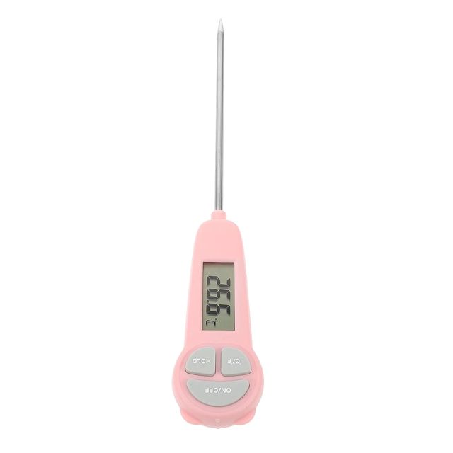 Lurrose Thermomètre Numérique Portable Design Rose Abs pour Cuisson et Friture Mesure Rapide Sonde en Acier Inoxydable pour Viande et Liquide Cuisine