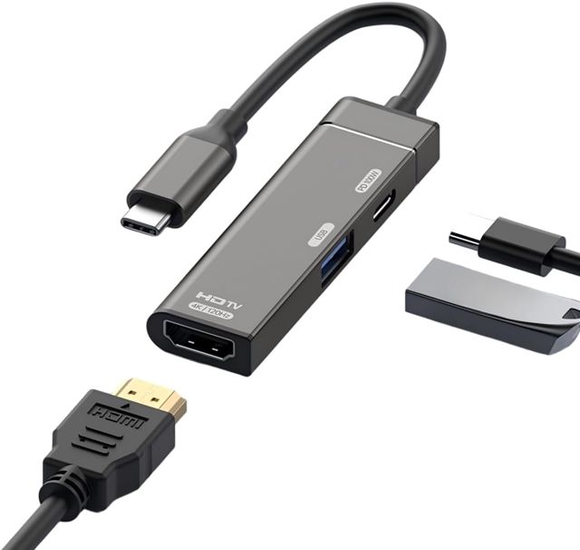 Chenyang - Hub USB C, Adaptateur multiport 3 en 1 USB C vers HDMI 4K à 120 Hz/USB 3.0 10 Gbit/s/USB PD 100 W