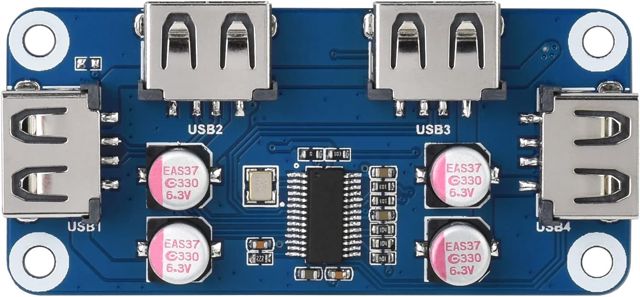 Waveshare USB HUB Hat (B) for Raspberry Pi Zero/Zero W/4B/3B/3B+, with 4X USB 2.0 Ports Support USB 2.0/1.1