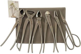 vouiu Lot de 6 outils pour bonsaï, coupe-boutons, coupe-tronc, sécateur concave, coupe-fil, pince à jin, ciseaux à bonsaï