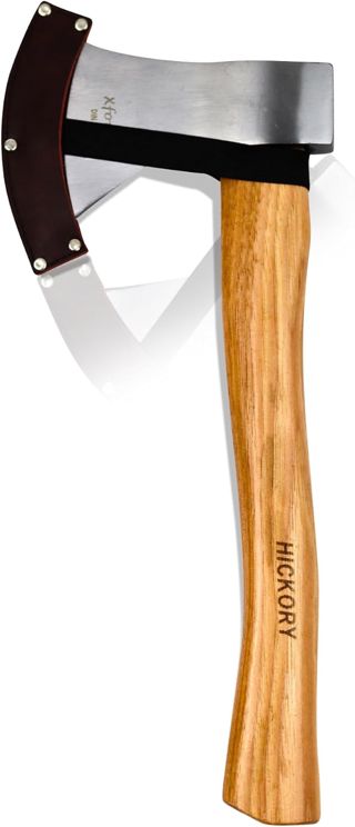 Xforst Hache Universelle X-UW800C – Hache de Jardin et de Camping 40 cm | Tête en Acier au Carbone Trempé 800 g | Manche en Bois de Hickory | Inclut Étui de Protection
