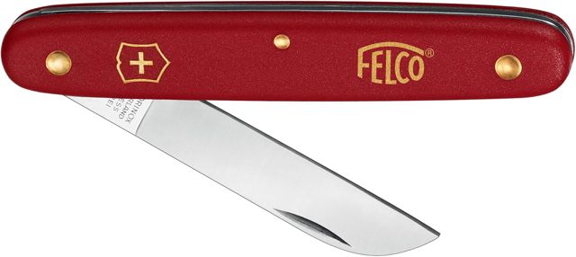 FELCO 3.90 50 Couteau à greffer et à couper (lame de 57 mm, couteau pour greffes et boutures, manche en nylon rouge)