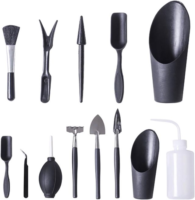 Lot de 13 outils de jardinage pour plantes succulentes, kit d'outils de terrarium d'intérieur, outils à main de plantation, outils à main de jardinage pour jardin féérique miniature d'intérieur