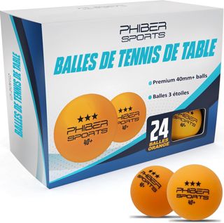 PHIBER-Sports Balles de ping-Pong 3 étoiles [24 pièces] Orange - Propriétés de Jeu parfaites - Idéales pour Les débutants, Les familles et Les Professionnels