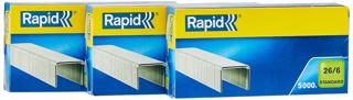 Rapid, 3x5000 Agrafes 26/6, 20 feuilles, Fil mou galvanisé, Patte 6 mm