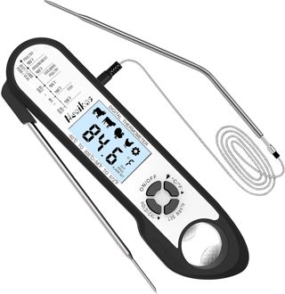 Thermomètre numérique pour aliments à viande – Thermomètre de cuisson à lecture instantanée 2~3S, rétroéclairage, aimant intégré, étalonnage, sonde pliable pour cuisine, friture, barbecue,