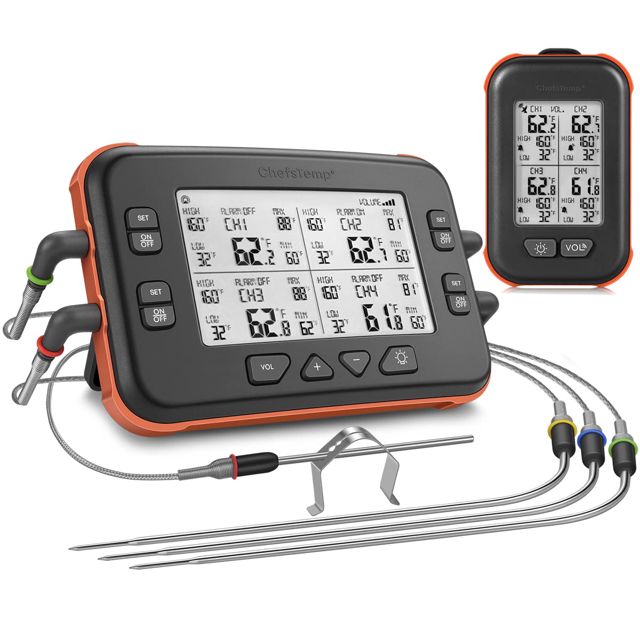 ChefsTemp Quad XPro Thermomètre à viande sans fil 300 m Alarme barbecue