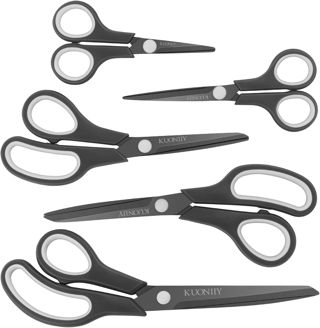 KUONIIY Lot de 3 paires de ciseaux, avec revêtement en titane, poignée souple et lames tranchantes