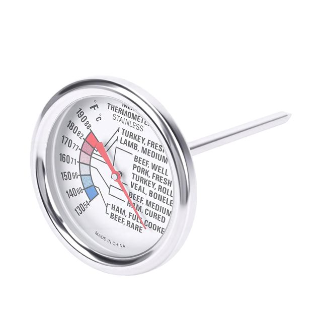 Zerodis Thermomètre pour Barbecue, Jauge de Température de Viande avec Acier Inoxydable, Double Métal pour la Cuisine, Four, Gril
