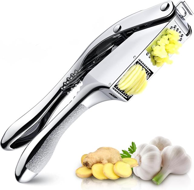 Pavlleen Presse-ail en acier inoxydable, 2 en 1 Ecrase Ail Manuel