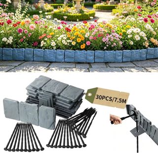 Bordure Jardin Exterieur, Paquet De 30 Pièces d'une Longueur Totale De 7,5 M, avec Piquets, pour Les Bordures De Pelouse, Bordure De Jardin, Installation Facile Et sans Travaux De Terrassement