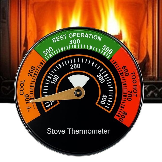 Thermometre Magnetique Pour Poele à Bois et Cheminée Tuyau, Diametre 63 mm