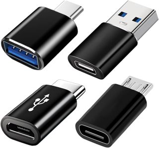 Adaptateurs USB C (Lot de 4), Adaptateur USB Type C vers USB 3.0 OTG, Adaptateur Micro USB vers USB C Compatible avec MacBook Pro/Air iPhone 17/16/15 iPad Samsung Galaxy S25 S24 S23 A56 A16 et Plus