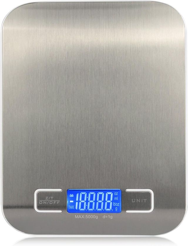 MUHWA Balance de Cuisine Electronique, 5kg/1g, Multifonctionnel Balance de Cuisine Précision, Balance de Précision Digital, Balance Alimentaire Tactile Sensible, Bleu LCD Rétroéclairé