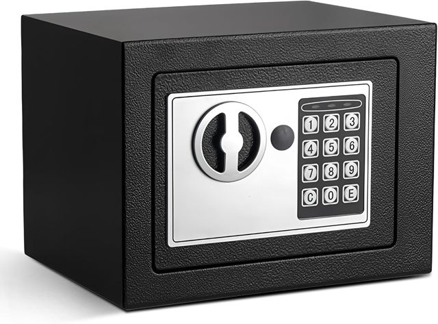 CDC® 6.6L Petit Coffre Fort à Combinaison, Coffre-Fort en Acier avec Serrure à Combinaison Numérique, Livré avec 2 Clés de Rechange, pour Ranger l'Argent, Bijoux & Objets de Valeur, Noir