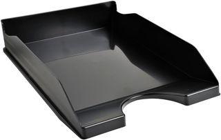 Exacompta - Réf. 123014D - Lot de 10 corbeilles à courrier ECOTRAY - Dimensions utiles 34 x 25 x 6,5 cm - pour Documents au Format A4+ - Couleur Noir - certifié Ange Bleu
