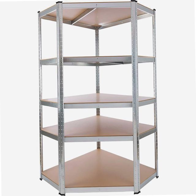 WERKA PRO Étagère D'Angle 5 Niveaux Acier Galvanisé - 180 x 70 x 40 cm