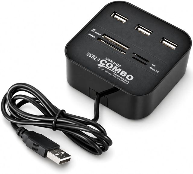 H31CS Hub USB 3 Ports avec Lecteur de Carte pour Cartes mémoire SD + Micro SD Compatible avec Ordinateur Portable PC Portable 2000 / ME/XP/Vista / 7/8/10 (32 bits/64 Bits) et Mac OS 10.X