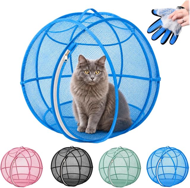 Cat Exercise Ball for Outside, 360° Mesh Rolling Cat Enclosure，B