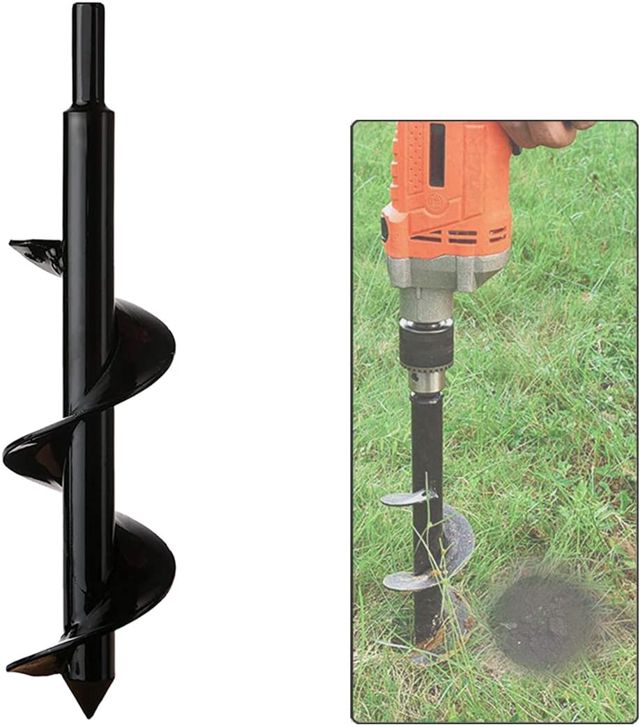 Jardin Foreuse, Tige hexagonale Acier inoxydable, Tariere Thermique, Creuser des trous Cultiver en profondeur, Outil de Plantation Pratique pour Fleur Planter des arbres Arbustes (Dia: 8cm L: 30cm)