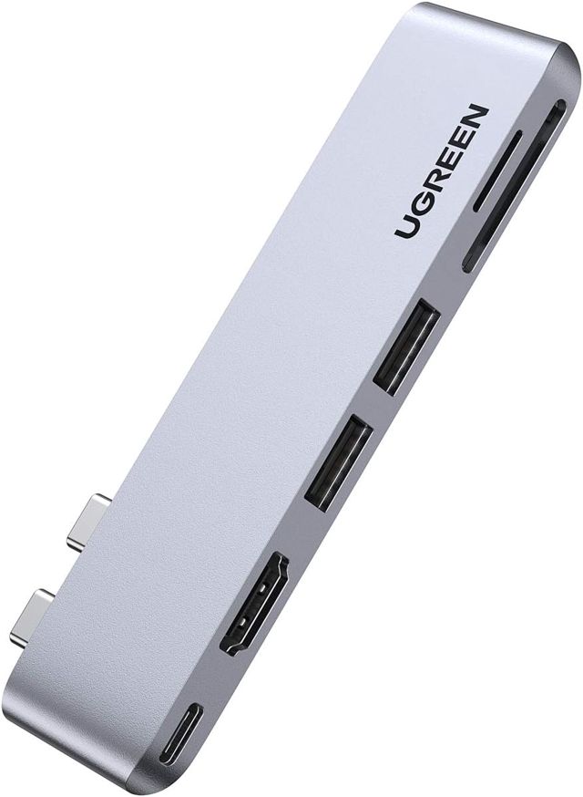 UGREEN 6 en 2 Adaptateur Hub USB C HDMI 4K Compatible avec MacBook Pro Air M2 M1 2022 à 2016, Multiports USB 3.0 5Gbps, Thunderbolt 3 6K Vidéo, 100W PD, 40Gbps Transmission, Lecteur de Carte SD TF