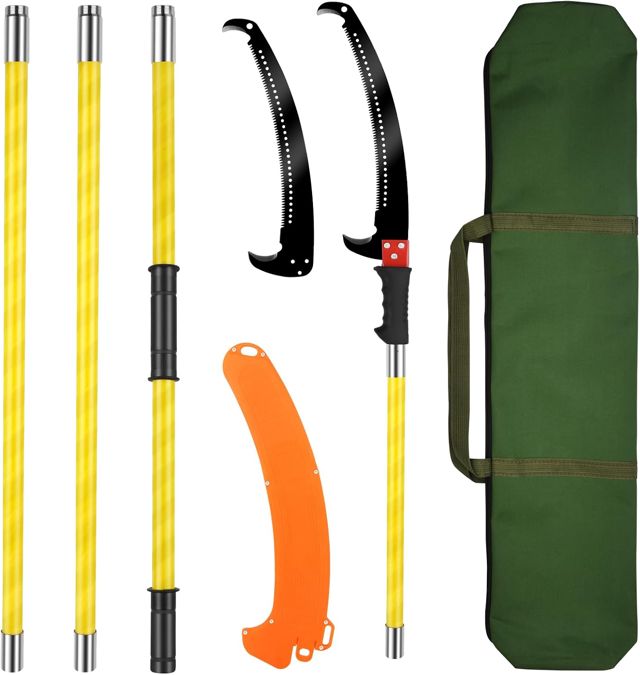 Coupe Branche Telescopique 4m: Scie à Élaguer Télescopique, Scie D'élagage Manuelle, Outils de Jardinage Pour la Taille des Palmiers et Des Arbustes（Jaune）