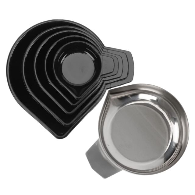 NUOBESTY Lot de 6 Plateaux de Lestage en Acier Inoxydable pour Balance Électronique, Plat de Pesée Anti-rouille, Ouverture Pointue, Accessoires de Balance pour Pesée Précise Cuisine