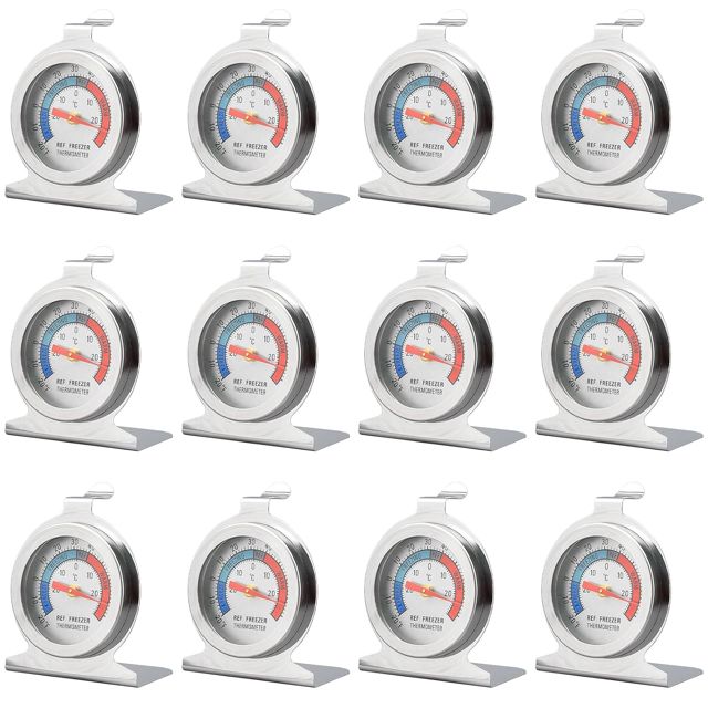 Lot de 12 thermomètres analogiques frigo et congélateur -30 à 30 °C