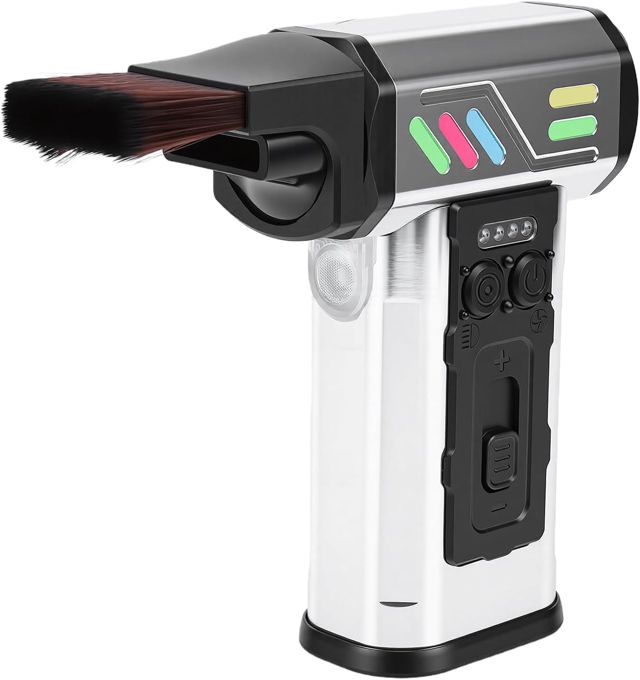 Denash Souffleur de Poussière électrique sans Fil avec Puissante, Double Batterie 4000 MAh pour le Nettoyage de la Maison, de la Voiture, de L'ordinateur, Argent