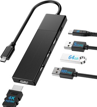 BHHB M86 Hub USB C HDMI 4K/ PD 100W/ USB 3.0 5Gbps/ 2*USB 2.0, Hub USBC Multi Ports Adaptateur USB-C vers HDMI, Station d' Accueil Multiport Compatible avec MacBook Pro/Air, Mac, Type-C PC Portable
