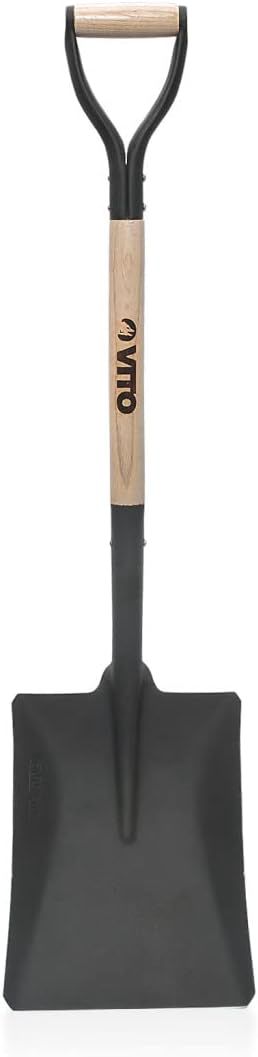 VITO - Pelle Carrée en Acier Trempé 103 cm – Manche Bois & Poignée en Y Ergonomique – Outil Robuste pour Jardinage Déplacement de Terre Déneigement et Travaux d'Extérieur