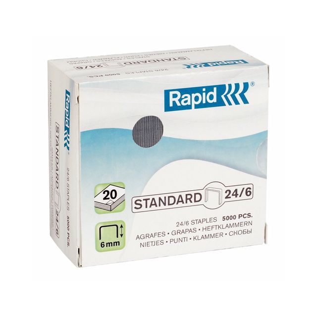 Rapid 24859800 Boîte de 5000 Agrafes 24/6 mm Galva