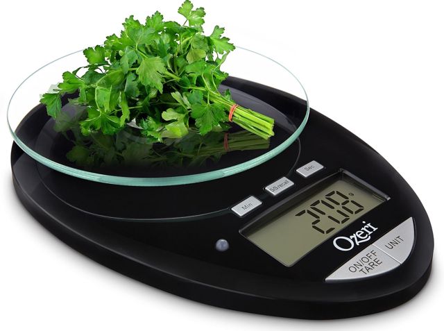 Ozeri Pro II Balance de cuisine numérique avec plateforme en verre amovible et minuteur de cuisine avec compte à rebours (capacité de 1 g à 5,4 kg)