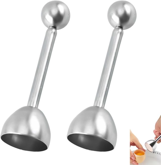 2 Pièces Ouvre-Œufs en Acier Inoxydable, Toqueur à Oeuf pour Œufs à la Coque et Durs, Coupe Oeuf à la Coque pour Découpe Nette, Séparateur de Coquille pour Préparation Rapide Présentation
