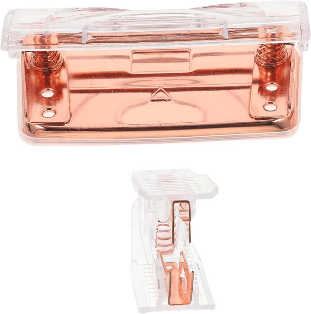Veemoon Perforatrice Petite Portable Ergonomique avec Détache Agrafe Rose Doré pour Bureau Ensemble Fiable et