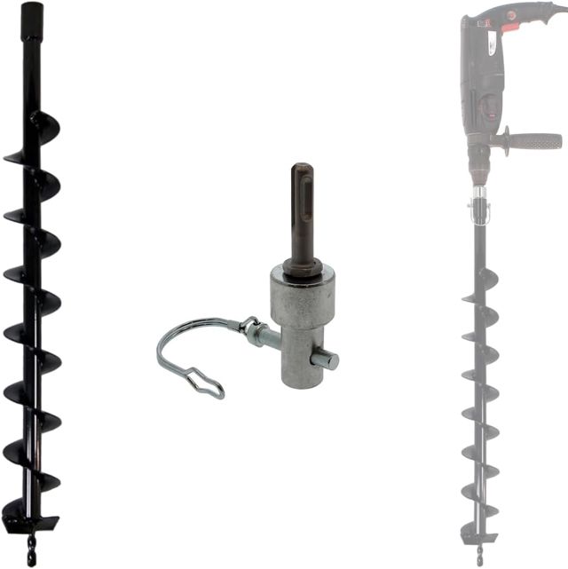 Mèche de tarière Ø 80 mm avec adaptateur perceuse et perforateur SDS-plus