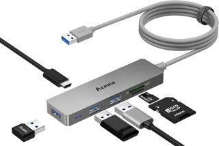 Aceele Hub USB 3.2 vers 4 Ports USB-A, Concentrateur avec Câble Étendu de 1.2M, 10Gbps Gen 2 avec Port d'alimentation Compatible MacBook Air/Pro, iMac