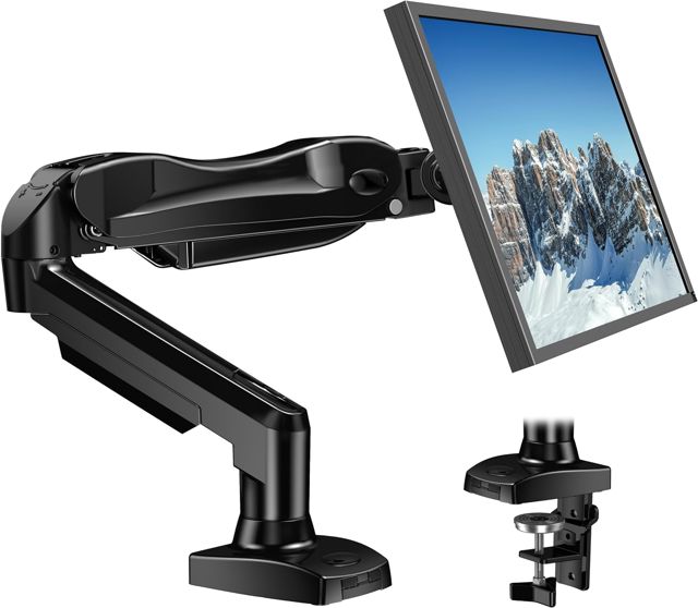 HUANUO Support Ecran PC pour 13 à 32 Pouces, Installation Rapide Conception Monobloc, Bras Articulé Réglable en Hauteur, avec Inclinaison, Pivotement et Rotatif – Supporte 2 à 9 kg, VESA 75 et 100 mm