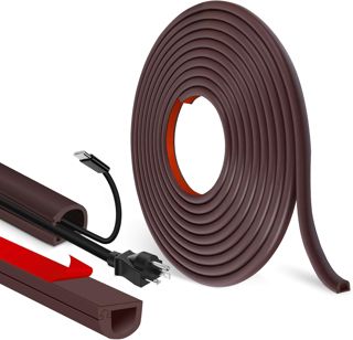 Goulotte Passe Cable adhésif Cache Cable TV Mural Semi-circulaires Cache Fil Electrique Flexible goulotte Electrique pour Le Sol Mural (Blanc, 7mm×14mm×1m)