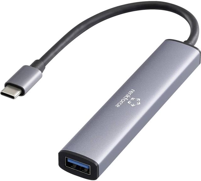 Renkforce RF-6855466 Hub USB 4 Ports USB-A USB 3.0 5 GBit/s avec fiche mâle USB-C Gris RF-USBH-250