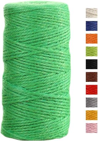 JeogYong Ficelle Jute 2mm x 100m Ficelle de Jardin Cordelette Jute Corde Naturel Chanvre Ficelles de Jardinage pour Emballage de Décoration Cadeau, Bricolage d'art Créatif, Mariage (Vert)