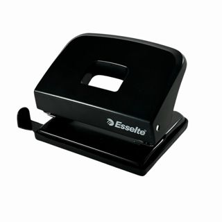 Esselte Perforatrice de bureau en métal - Perforatrice à papier - 20 feuilles - Rail de butée - Format A4/A5/A6 - Noir