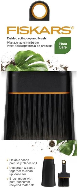 Fiskars Pelle à Plantation avec Brosse, Pelle à Plantation 20,6 cm