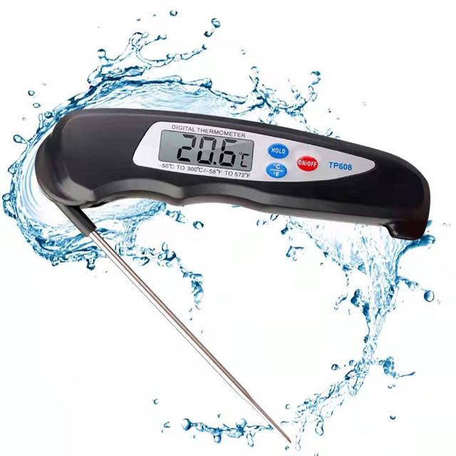 Thermomètre Cuisine, Thermomètre Numérique Digital avec Sonde Pliable, Lecture instantané Thermomètre Cuisson, Thermomètre Viande pour Nouriture, Viande, Huile, Lait, Vin, BBQ et Eau Chaude