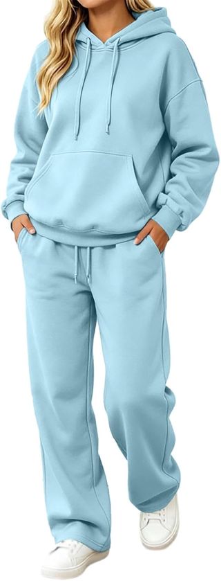 Survetement Femme Ensemble Jogging Femme Ensemble Sport 2 Pièces Sweat à Capuche Polaire et Pantalon Jogging Tenue de Sport Confortable Survetement Hiver Automne Outfit Fitness