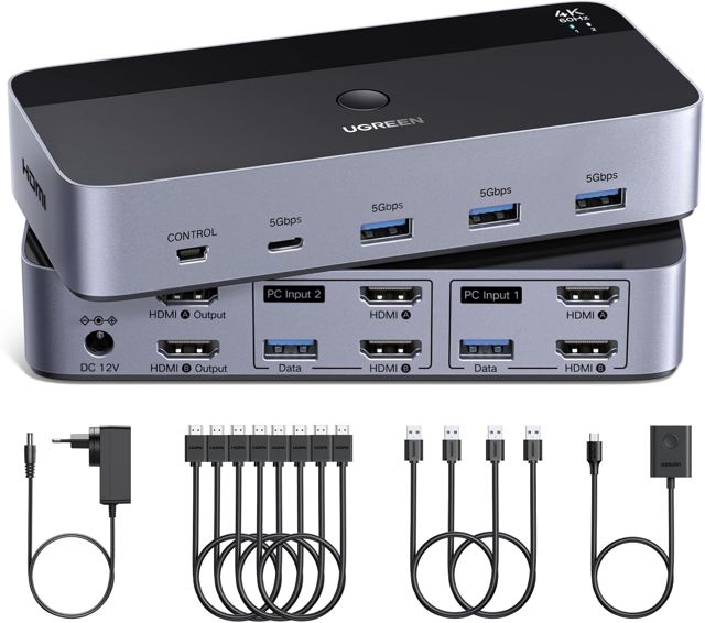 UGREEN Switch HDMI KVM 2 Entrées 2 Sorties 4K 60Hz 2 Affichage Commutateur