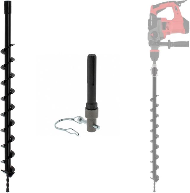 Mèche de tarière Ø 60 mm avec adaptateur perceuse et perforateur SDS-max
