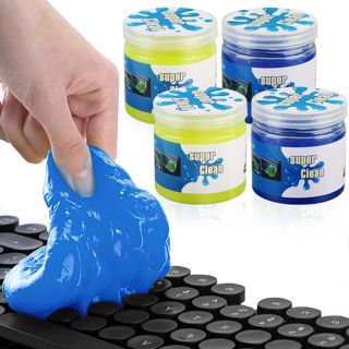dellyy Gel Nettoyage Voiture, 4 Pièces Gel Nettoyant Clavier, Jouet de Décompression, Slime Nettoyage PC Convient aux Intérieurs de Voiture, Sorties d'air, Slaviers, Ordinateurs