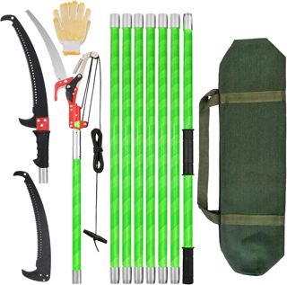 Scie D'élagage Télescopique 8m - Scie À Perche Manuelle Réglable 1 À 8m Avec 2 Lames, Ciseaux, Sac, 8 Poignées Légères, Ensemble D'outils De Jardin Pour La Taille Des Palmiers Et Des Arbustes